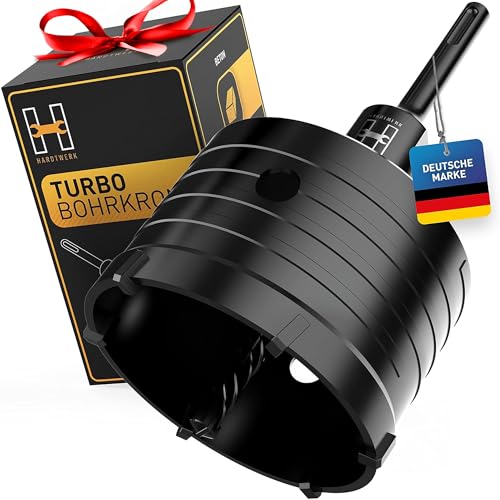 HARDTWERK Turbo Bohrkrone 82mm SDS Plus [XXL-Zähne] - Dosenbohrer hammerschlagfest für Steckdosen in Mauerwerk Stein Beton Trockenbau - Steckdosenbohrer Kronenbohrer von HARDTWERK
