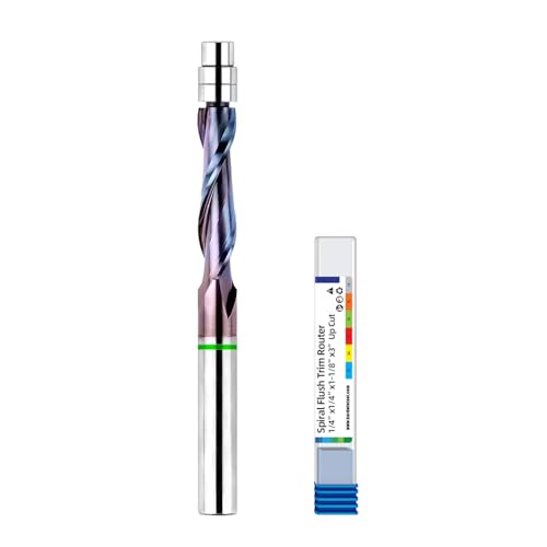 HARDWIN Flush Trim Router Bit – 1/4-Zoll-Schaft Vollhartmetall hochgeschnittener Spiral-Bit für Holzbearbeitung, präzises Kantentrimmen, bündiges Schneiden, Vorlagenfräsen, kompatibel mit CNC- und HARDWIN Flush Trim Router Bit – 1/4-Zoll-Schaft Vollhartmetall hochgeschnittener Spiral-Bit für Holzbearbeitung, präzises Kantentrimmen, bündiges Schneiden, Vorlagenfräsen, kompatibel mit CNC- und von HARDWIN