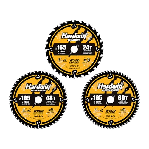 HARDWIN 165x20mm Sägeblatt-Set (24Z+48Z+60Z) Hartmetall - Für alle Holzarbeiten - Kompatibel mit Bosch GKS 18V-57G, GKT 55 GCE, Makita SP6000 - Handkreissäge & Tischkreissäge HARDWIN 165x20mm Sägeblatt-Set (24Z+48Z+60Z) Hartmetall - Für alle Holzarbeiten - Kompatibel mit Bosch GKS 18V-57G, GKT 55 GCE, Makita SP6000 - Handkreissäge & Tischkreissäge von HARDWIN