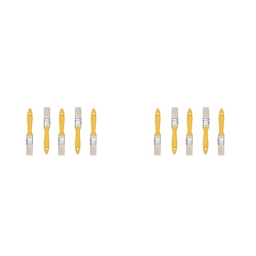 HARDY WORKING TOOLS M7 Flachpinsel-Set 5-teilig, Breite 20mm-5 Stück, Malerpinsel Set mit Kunststoffgriff, Lackierpinsel 5PCS, Serie *37*, A0200-370520, gelb (Packung mit 2) von HARDY WORKING TOOLS