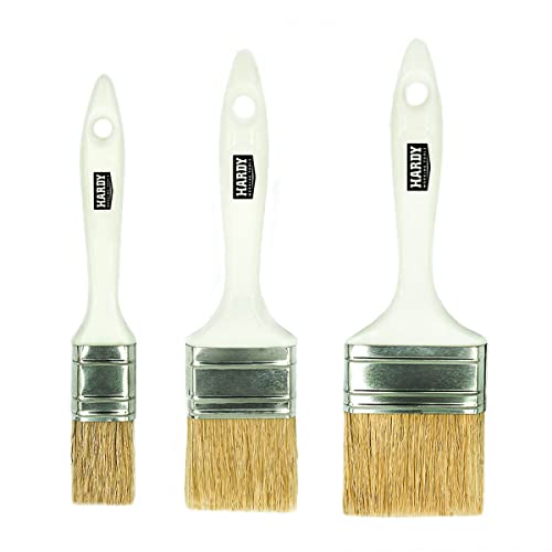 Hardy 3er-Set Flachpinsel 30 mm 50 mm 100 mm Serie 938 für Maler- und Lackierarbeiten Präzise Deckkraft Synthetikborsten Profilierter Griff von HARDY WORKING TOOLS