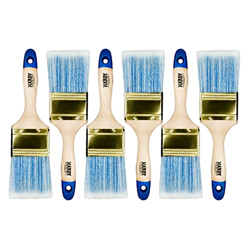 Hardy Flachpinsel Serie 42 zum Malen mit Acrylfarben und Lacken Effizient und gleichmäßig deckend Synthetikborsten und Holzstiel 6er Set Breite 60mm von HARDY WORKING TOOLS