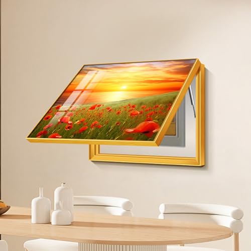 Dekorative Abdeckung Schalttafeln, Stromkasten Dekor Landschaftsmalerei, Flip-Cover Dekoratives Bild Verteilerkastens Gemälde Ausblenden, Heimdekoration(Gold 1,50 * 40cm/19.7 * 15.7in) von HARELA