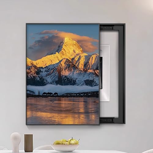 Dekorative Abdeckung für elektrische, Abdeckung Wandmontiert Schrank Stromverteiler, Innenbereich Lackierung Versteckter Schalttafeln Auf Viele Szenen Anwendbar(Black 3,45 * 55cm/17.7 * 21.6in) von HARELA