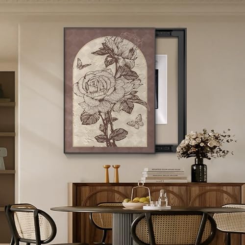 Dekorative Sicherungskasten Abdeckung, Kreativität Zählerkasten Dekoration, Verbirgt den Verteilerkasten perfekt und Macht die Wand schön und aufgeräumt(Black 3,45 * 60cm/17.7 * 23.6in) von HARELA