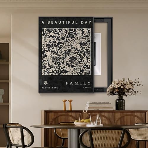 Dekorative Sicherungskasten Abdeckung, Kreativität Zählerkasten Dekoration, Verbirgt den Verteilerkasten perfekt und Macht die Wand schön und aufgeräumt(Black 6,50 * 60cm/19.7 * 23.6in) von HARELA