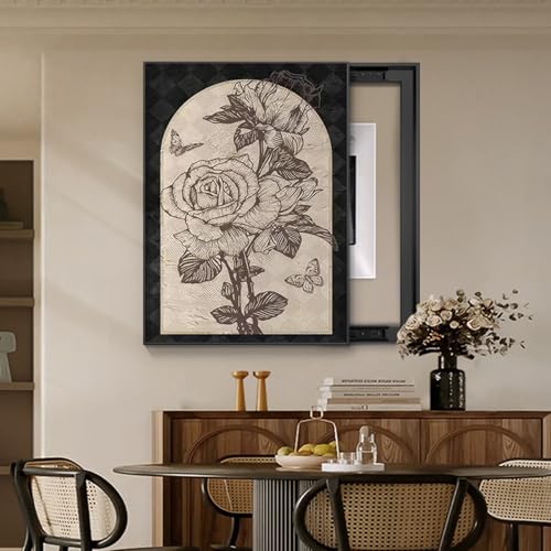 Dekorative Sicherungskasten Abdeckung, Kreativität Zählerkasten Dekoration, Verbirgt den Verteilerkasten perfekt und Macht die Wand schön und aufgeräumt(Black 7,50 * 70cm/19.7 * 27.5in) von HARELA