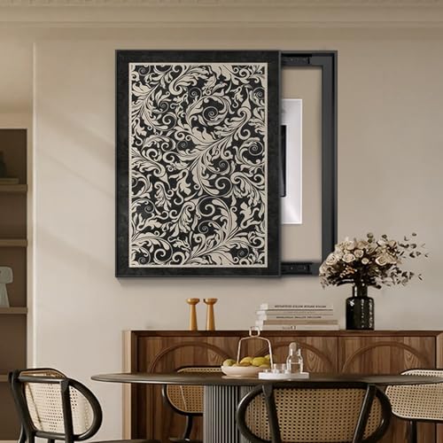 Dekorative Sicherungskasten Abdeckung, Kreativität Zählerkasten Dekoration, Verbirgt den Verteilerkasten perfekt und Macht die Wand schön und aufgeräumt(Black 9,45 * 55cm/17.7 * 21.6in) von HARELA