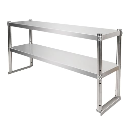 Edelstahl Arbeitstisch Regal, mit Höhenverstellbar Ablage, Schwerlastregal Arbeitstisch 2 Böden Gastronomie Regal, für Gastro Küche Werkstatt Garten Keller(100*30*60cm/39.4*11.8*23.6in) von HARELA