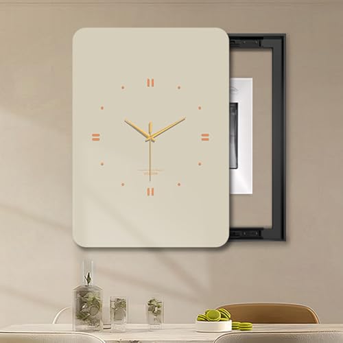 Elektrische Box Abdeckung Dekorative mit Uhr, Dekorative Malerei StromzäHlerkäSten, Innen Elektrischer ZäHler Abdeckung, für Büro Esszimmer Heimdekoration(Black 1,45 * 55cm/17.7 * 21.6in) von HARELA