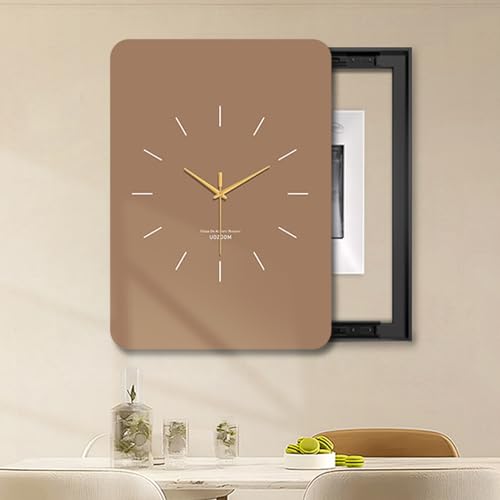 Elektrische Box Abdeckung Dekorative mit Uhr, Dekorative Malerei StromzäHlerkäSten, Innen Elektrischer ZäHler Abdeckung, für Büro Esszimmer Heimdekoration(Black 6,45 * 55cm/17.7 * 21.6in) von HARELA