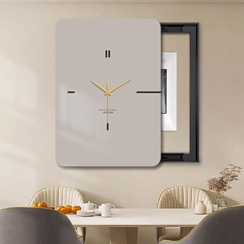 Elektrische Box Abdeckung Dekorative mit Uhr, Dekorative Malerei StromzäHlerkäSten, Innen Elektrischer ZäHler Abdeckung, für Büro Esszimmer Heimdekoration(Black 7,55 * 75cm/21.6 * 29.5in) von HARELA