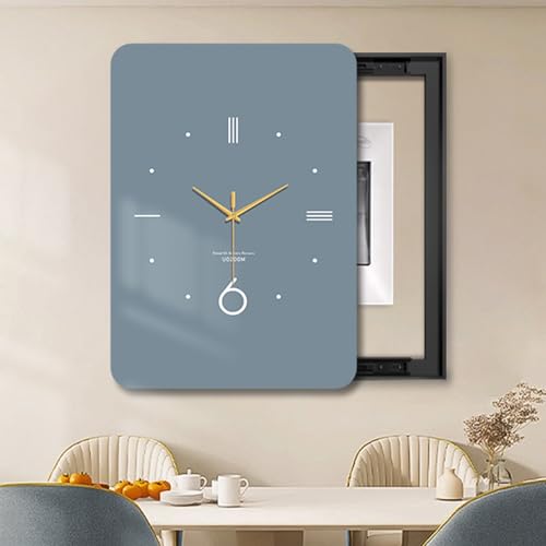 Elektrische Box Abdeckung Dekorative mit Uhr, Dekorative Malerei StromzäHlerkäSten, Innen Elektrischer ZäHler Abdeckung, für Büro Esszimmer Heimdekoration(Black 8,40 * 50cm/15.7 * 19.7in) von HARELA