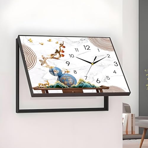 Elektrische Box Abdeckung Dekorative mit Uhr, Dekorativer Wand-Elektrokasten, Innenbereich Lackierung Versteckter Schalttafeln Auf Viele Szenen Anwendbar(Black 2,40 * 30cm/15.7 * 11.8in) von HARELA