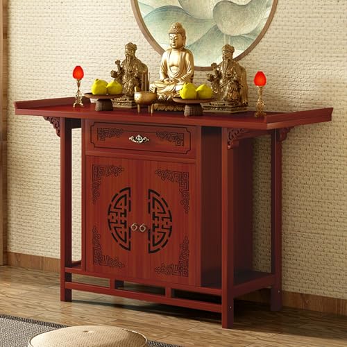 HARELA Altar meditationstisch, Vertikaler Buddhistischer Nischenschrank, handgeschnitzter Hexenaltar Tisch, für Gebete Wahrsagerei Und Entspannung(140cm/55.1in) von HARELA