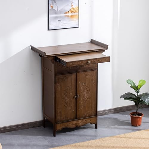 HARELA Altartisch, Meditationstisch, Altar, Puja-Tisch Mit Schublade, Meditations-Tisch für Gebete, Meditationstisch aus Bambus, für Gebete, Wahrsagung, Anbetung(100 * 100cm/39.4 * 39.4in) von HARELA
