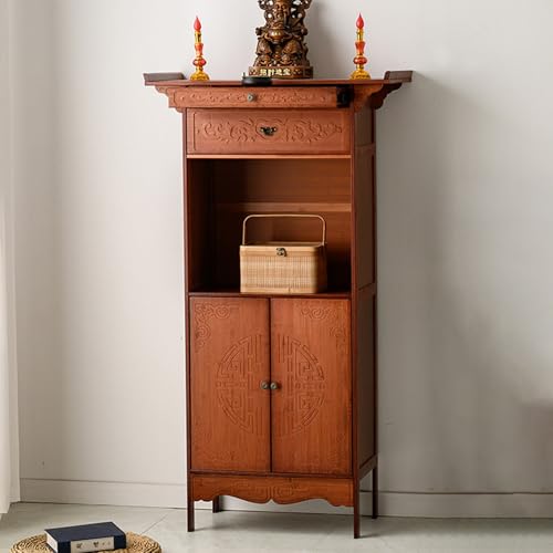 HARELA Altartisch Zur Meditation, Bamboo Spiritual Altar Table mit Schubladen-Speicher, Handgeschnitzter Hexenaltar Tisch, für Gebete, Wahrsagerei Entspannun(100cm/39.4in) von HARELA