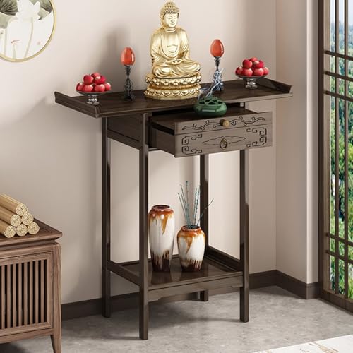 HARELA Altartisch Zur Meditation, Chinesischer Schrein Altartisch, Puja-Tisch Mit Schublade, Spiritueller Altartisch Aus Bambus, für Gebete, Weissagung, Anbetung(100cm/39.4in) von HARELA