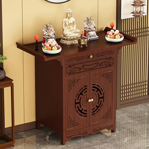 HARELA Altartisch Zur Meditation aus Bambus, Buddha-schrein-Altar, handgeschnitzter Hexenaltar Tisch, für Gebete, Wahrsagerei Entspannun, Meditationstische(Rose,80 * 40cm/31.5 * 15.7in) von HARELA