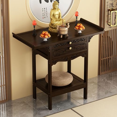 HARELA Bamboo Spiritual Altar Table mit Schubladen-Speicher, Altartisch Zur Meditation, Tisch Tag Der Toten-altarständer, für Gebete, Wahrsagerei Entspannun(50 * 33cm/19.7 * 13in) von HARELA