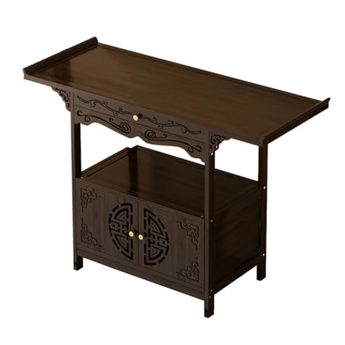 HARELA Bamboo Spiritual Altar Table mit Schubladen-Speicher, Handgefertigter Etagentisch Puja, für Wohnzimmer, orientalischer Stil, Bambus-Couchtisch mit Stauraum(100 * 40cm/39.4 * 15.7in) von HARELA