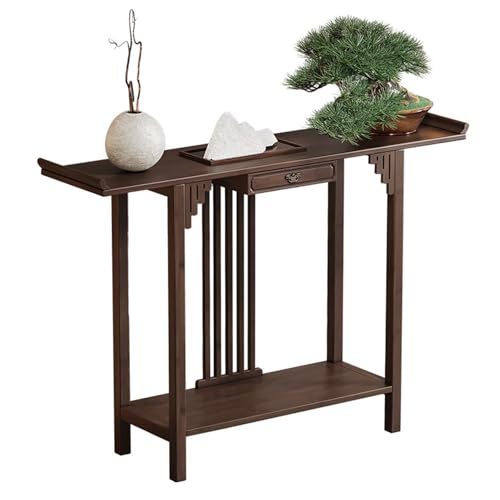 HARELA Buddhistischer Altar Meditationstisch, Persönlicher Schrein-Altar Puja-Tisch Mit Schublade, für Gebete, Wahrsagung, Anbetung, Weihrauch-Tribut Puja-Tisch(100 * 103cm/39.4 * 40.5in) von HARELA