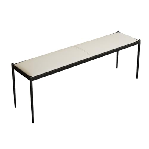 HARELA Esszimmer Sitzbank, Schuhbank mit Gepolstertem Sitzfläche, platzsparend schuhregal Metall schuhregal, für Wohnzimmer Schlafzimmer und Schuhgeschäfte(Off-White,140cm/55.1in) von HARELA