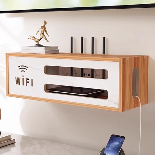 HARELA Home Router Aufbewahrungsbox, Wand TV Kabel Verstecken, Cable Management, Wand WLAN-Router Aufbewahrungsbox für Zuhause und Büro(Brown) von HARELA