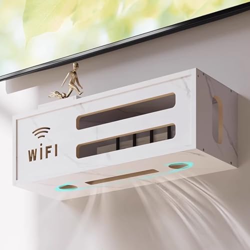 HARELA Home Router Aufbewahrungsbox, Wand TV Kabel Verstecken, Cable Management, Wand WLAN-Router Aufbewahrungsbox für Zuhause und Büro(White) von HARELA