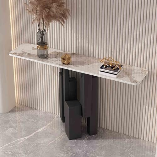 HARELA Konsolentisch, Flurtisch, Flur Möbel, Beistelltisch mit geometrischen Metallbeinen, Sofatisch für Foyer, Flur, Wohnzimmer(Beige A,120cm/47.2in) von HARELA