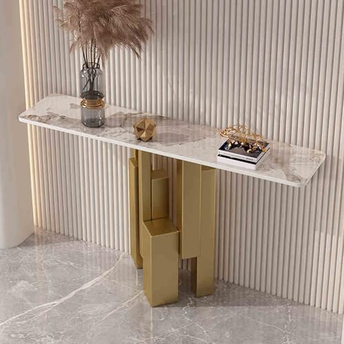 HARELA Konsolentisch, Flurtisch, Flur Möbel, Beistelltisch mit geometrischen Metallbeinen, Sofatisch für Foyer, Flur, Wohnzimmer(Beige B,100cm/39.4in) von HARELA