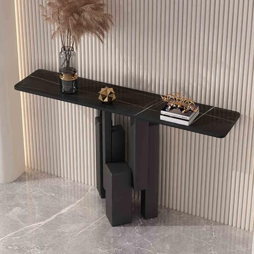 HARELA Konsolentisch, Flurtisch, Flur Möbel, Beistelltisch mit geometrischen Metallbeinen, Sofatisch für Foyer, Flur, Wohnzimmer(Black A,100cm/39.4in) von HARELA