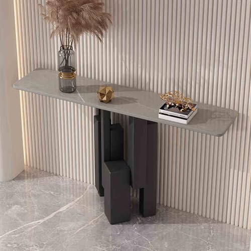 HARELA Konsolentisch, Flurtisch, Flur Möbel, Beistelltisch mit geometrischen Metallbeinen, Sofatisch für Foyer, Flur, Wohnzimmer(Gray A,100cm/39.4in) von HARELA
