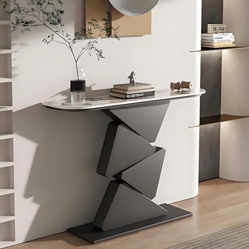 HARELA Konsolentisch, Schmal Eingangstisch mit Metallsockel, Flurtisch Flur Möbel, Dekotisch Sideboard Beistelltisch für Eingang, Flur, Wohnzimmer(Black,120cm/47.2in) von HARELA