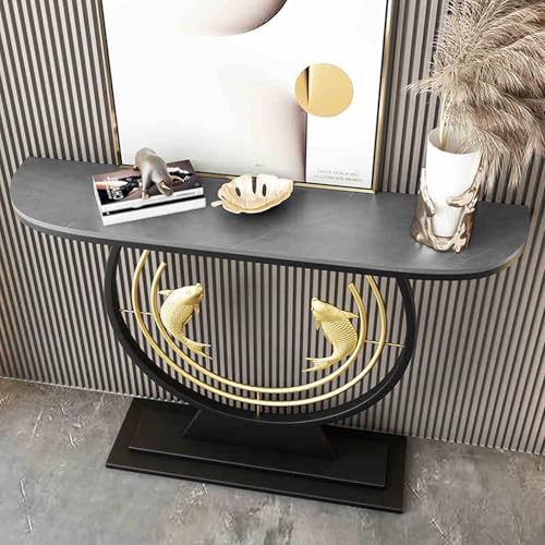 HARELA Konsolentisch, schmaler Flurtisch Sofatisch mit Metallfuß, Multifunktionaler Stehtisch für Wohnzimmer, Flur, Eingang(Dark Gray,100cm/39.4in) von HARELA