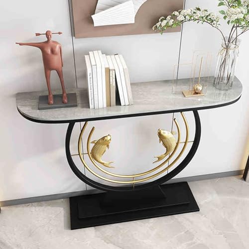 HARELA Konsolentisch, schmaler Flurtisch Sofatisch mit Metallfuß, Multifunktionaler Stehtisch für Wohnzimmer, Flur, Eingang(Light Gray,100cm/39.4in) von HARELA