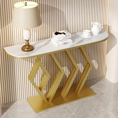 HARELA Konsolentisch Flurtisch Flur Möbel, Beistelltisch Eingangstisch mit geometrischen Metallbeinen, Schmaler Sofatisch für Wohnzimmer, Stabiler Metallrahmen & einfache Montage(Gold B,80cm/31.5in) HARELA Konsolentisch Flurtisch Flur Möbel, Beistelltisch Eingangstisch mit geometrischen Metallbeinen, Schmaler Sofatisch für Wohnzimmer, Stabiler Metallrahmen & einfache Montage(Gold B,80cm/31.5in) von HARELA