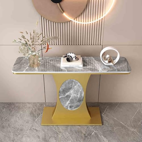 HARELA Konsolentisch Flurtisch Flur Möbel, Eingangstisch mit einzigartigem Metallsockel, Schmaler Sofatisch für Wohnzimmer(Gray B,120cm/47.2in) von HARELA