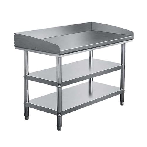 HARELA Küche Arbeitstisch mit Aufkantung, Lebensmittel Zubereitungstisch Gewerbliche Arbeitstisch, Verstellbare Füße, für Küche Bar Restaurant(150 * 50 * 80cm/59 * 19.7 * 31.5in) von HARELA