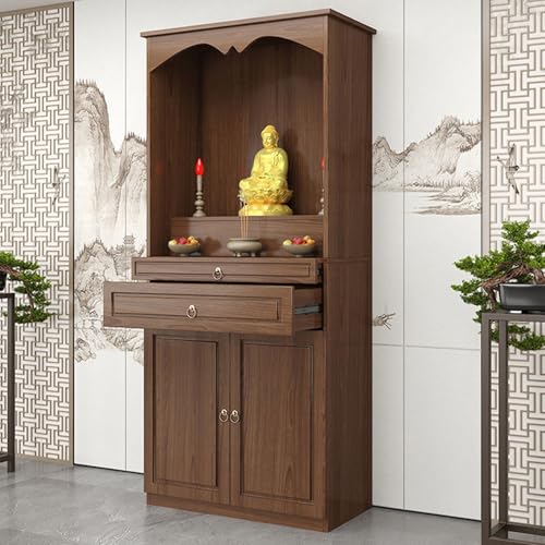 HARELA Meditation Altar Tisch Mit Schublade, Altartisch, Meditationstisch, Altar, Massivholz, Buddha Statue Skulptur Display Ständer, für Gebete, Wahrsagerei Entspannun(60cm/23.6in) von HARELA