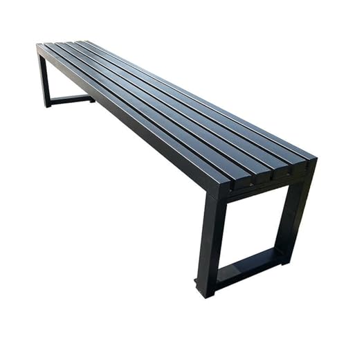 HARELA Metallbank, Gartenbank Wetterfest, Gartenbank Ohne Lehne Mit Befestigungslöchern, Große Lattensitzbank Für 2–3 Personen, Für Den Außenbereich, Veranda, Balkon(Black,100cm/39.4in) von HARELA