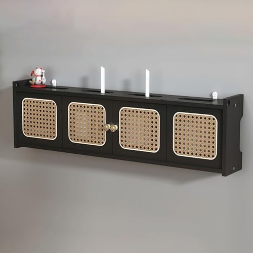 HARELA Router Rack-Halterung wandmontiert, Verstecken Wand Steckdosenbox, Wand TV Kabel Verstecken Box, Multifunktional Router Aufbewahrungsbox für Büro und Haus(Black,80cm/31.5in) von HARELA