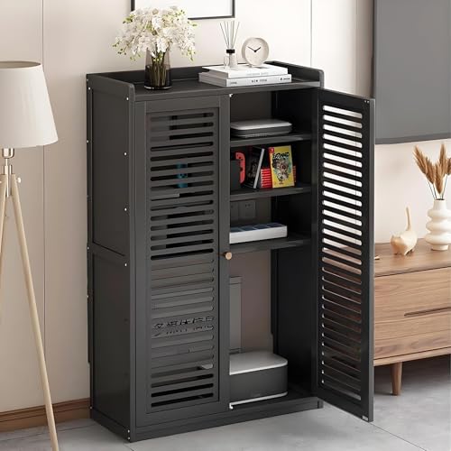 HARELA Router Schrank Verdicktes, Modisch Routers Aufbewahrungsbox, Steckdosenleisten-Schutzabdeckung, Organisieren Sie Ihre wichtigen Utensilien für Zuhause und Büro(Black,97 * 59cm/38.2 * 23.2in) von HARELA