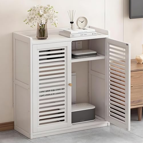 HARELA Router Schrank Verdicktes, Modisch Routers Aufbewahrungsbox, Steckdosenleisten-Schutzabdeckung, Organisieren Sie Ihre wichtigen Utensilien für Zuhause und Büro(White,67 * 59cm/26.3 * 23.2in) von HARELA