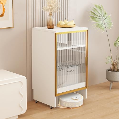 HARELA Saugroboter Ständer Staubsauger, Beistelltisch Wohnzimmer Roboter Standschrank, Roboterständer mit Rollen, für Wohnzimmer, Schlafzimmer, Badezimmer, Balkon(White 2) von HARELA