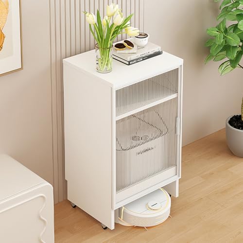 HARELA Saugroboter Ständer Staubsauger, Beistelltisch Wohnzimmer Roboter Standschrank, Roboterständer mit Rollen, für Wohnzimmer, Schlafzimmer, Badezimmer, Balkon(White 3) von HARELA