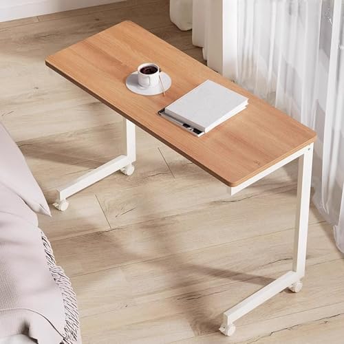 HARELA Über-Betttisch auf 4 Rollen, Kaffeetisch Sofatisch Nachttisch, Mobiler Computertisch Krankenhausbetttisch für Das Heimbüro Tägliche Entspannungsarbeit(Brown A,90x37x64cm) von HARELA