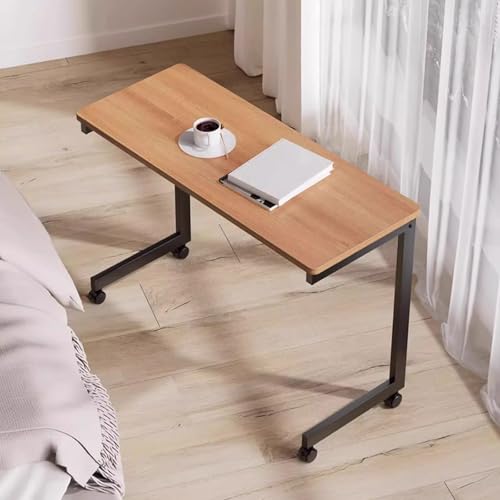 HARELA Über-Betttisch auf 4 Rollen, Kaffeetisch Sofatisch Nachttisch, Mobiler Computertisch Krankenhausbetttisch für Das Heimbüro Tägliche Entspannungsarbeit(Brown B,90x37x64cm) von HARELA