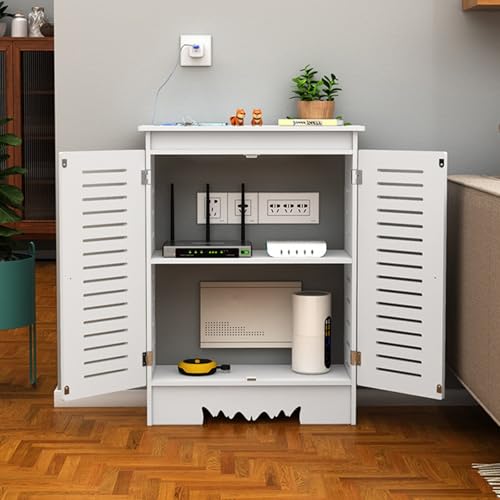 HARELA WLAN-Router-Aufbewahrungsschrank, Home Router Aufbewahrungsbox Modem, Steckdosenleiste und Kabelmanagement-Organizer für Zuhause und Büro(90x90x30cm/35.4x35.4x11.8in) von HARELA