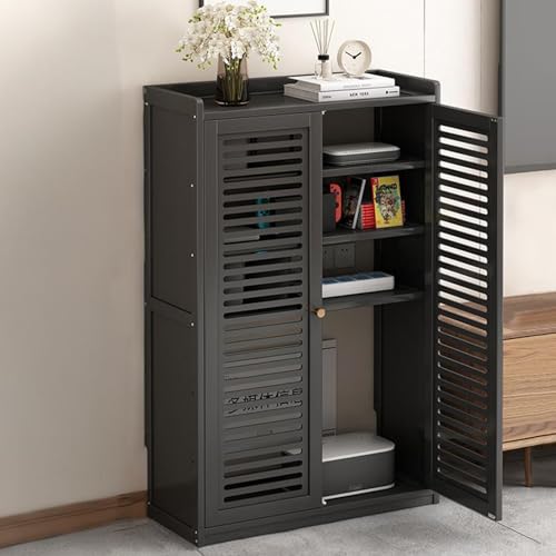 HARELA WLAN-Router-Aufbewahrungsschrank, Stand-Router-Aufbewahrungsbox, Modem, Freistehender Schrank-Organizer für Zuhause und Büro(Black,38.2x23.2x9.8in) von HARELA